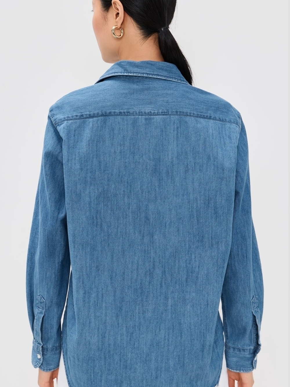 Frank & Eileen Eileen Denim Relaxed Fit Button-Down Shirt Size Large - Picture 3 of 15